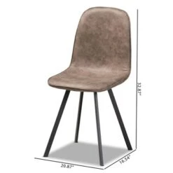 Set Of 4 Filicia Imitation Leather Upholstered Metal Dining Chairs Gray/Brown - Baxton Studio -Home Furniture Shop-Baxton Studio GUEST a4dd5ec7 5b77 4bc6 ba9f ef4da4e7bc0c