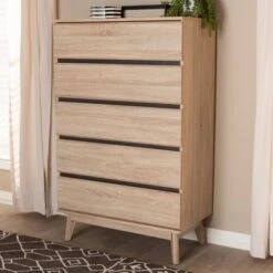 Mirren Light Oak 5 Drawer Chest Brown/Dark Gray - Baxton Studio -Home Furniture Shop-Baxton Studio GUEST a506b9d0 3435 42fd a1ba 5e7b1a855e1b