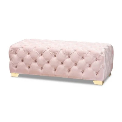 Avara Velvet Button Tufted Bench Ottoman - Baxton Studio 12 Avara Velvet Button Tufted Bench Ottoman - Baxton Studio - Image 10