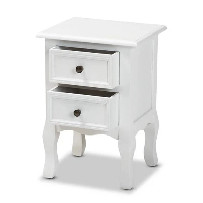 Caelan Wood 2 Drawer Nightstand White - Baxton Studio 6 Caelan Wood 2 Drawer Nightstand White - Baxton Studio - Image 4