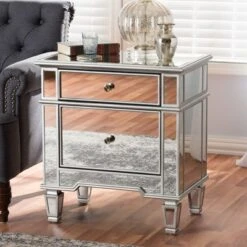 Sussie Hollywood Regency Glamour Style Mirrored 2 - Drawer Nightstand - Baxton Studio -Home Furniture Shop-Baxton Studio GUEST a5a6ef60 7c34 4aff 8375 402e9e84f99f