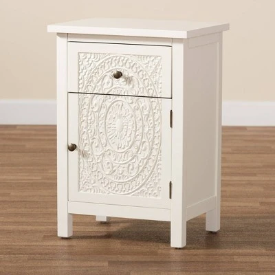 Lambert Wood 1 Drawer Nightstand White - Baxton Studio 11 Lambert Wood 1 Drawer Nightstand White - Baxton Studio - Image 9