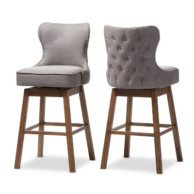 Gradisca Modern And Contemporary Wood Finishing Upholstered Barstools Set Of 2 - Baxton Studio 8 Gradisca Modern And Contemporary Wood Finishing Upholstered Barstools Set Of 2 - Baxton Studio - Image 6