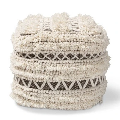 Vesey Handwoven Wool Moroccan Inspired Pouf Ottoman Beige/Brown - Baxton Studio 7 Vesey Handwoven Wool Moroccan Inspired Pouf Ottoman Beige/Brown - Baxton Studio - Image 5