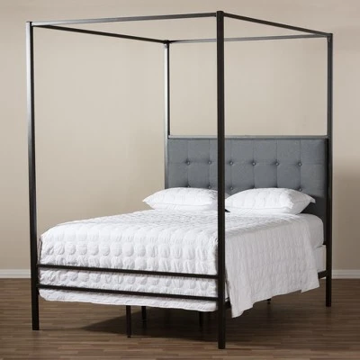 Queen Eleanor Vintage Industrial Finished Metal Canopy Bed Black - Baxton Studio 8 Queen Eleanor Vintage Industrial Finished Metal Canopy Bed Black - Baxton Studio - Image 6