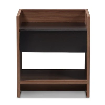 Vanda Modern And Contemporary Two - Tone Wood 1 - Drawer Nightstand - Brown - Baxton Studio 4 Vanda Modern And Contemporary Two - Tone Wood 1 - Drawer Nightstand - Brown - Baxton Studio - Image 2