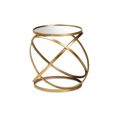Desma Glam With Luxe Metal And Mirrored Glass End Table Gold - Baxton Studio 3 Desma Glam With Luxe Metal And Mirrored Glass End Table Gold - Baxton Studio