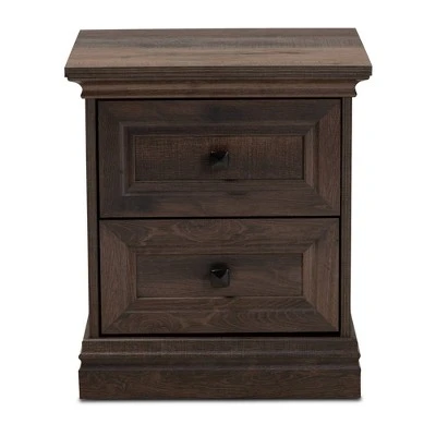 Nolan 2 Drawer Wood Nightstand Brown/Black - Baxton Studio 4 Nolan 2 Drawer Wood Nightstand Brown/Black - Baxton Studio - Image 2