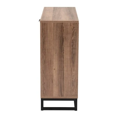 Josephine Two-Tone Wood And Metal 3 Door Sideboard Walnut Brown/White/Black - Baxton Studio 6 Josephine Two-Tone Wood And Metal 3 Door Sideboard Walnut Brown/White/Black - Baxton Studio - Image 4