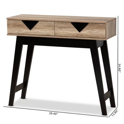 Wales Wood 2 Drawer Console Table Light Brown - Baxton Studio 11 Wales Wood 2 Drawer Console Table Light Brown - Baxton Studio - Image 9