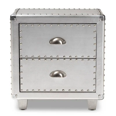 2 Drawer Davet Metal Nightstand Silver - Baxton Studio 6 2 Drawer Davet Metal Nightstand Silver - Baxton Studio - Image 4