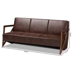 Christa Faux Leather Effect Fabric Upholstered Wood Sofa Dark Brown/Walnut Brown - Baxton Studio -Home Furniture Shop-Baxton Studio GUEST a88c2cfa 7fa5 4457 a20e d149d0d9457d