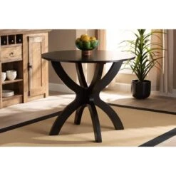 35" Tilde Wide Round Wood Dining Table - Baxton Studio -Home Furniture Shop-Baxton Studio GUEST a899faba 8cdd 4b22 90a6 a1ef128b1627