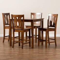 5pc Fenton Wood Pub Dining Set Walnut/Brown - Baxton Studio -Home Furniture Shop-Baxton Studio GUEST a89e8659 60a9 44ac bcff 0f8f7a15ed3d