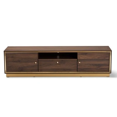 Cormac Wood And Metal 2 Door TV Stand For TVs Up To 60" - Baxton Studio 4 Cormac Wood And Metal 2 Door TV Stand For TVs Up To 60" - Baxton Studio - Image 2