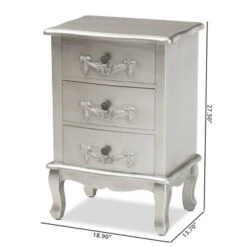 Callen Brushed Wood 3 Drawer Nightstand Silver - Baxton Studio 19 Callen Brushed Wood 3 Drawer Nightstand Silver - Baxton Studio -Home Furniture Shop-Baxton Studio GUEST a935c0f3 6d8c 4b87 a8fe 095b902430f5