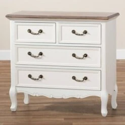 Amalie 4 Drawer Accent Dresser White/Oak - Baxton Studio -Home Furniture Shop-Baxton Studio GUEST a962bf9c 8482 4e9b b71e 00c031959846
