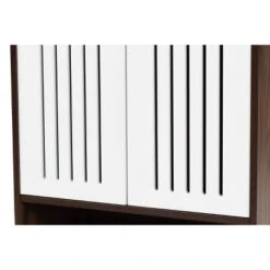 2 Door Meike Two-Tone Wood Shoe Cabinet Walnut/White - Baxton Studio -Home Furniture Shop-Baxton Studio GUEST a9934663 f7ef 4698 bfb1 79ed29a98c64