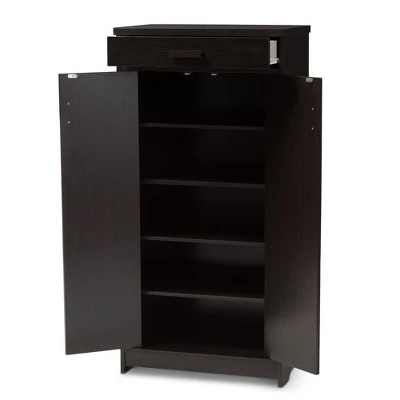 Bienna Modern And Contemporary Finished Shoe Cabinet Dark Brown - Baxton Studio 3 Bienna Modern And Contemporary Finished Shoe Cabinet Dark Brown - Baxton Studio