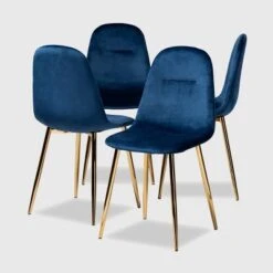 Set Of 4 Elyse Velvet Upholstered Metal Dining Chairs - Baxton Studio -Home Furniture Shop-Baxton Studio GUEST aa9d6046 db9b 495f 8eb7 7833c77a606c