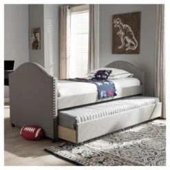 Twin Alessia Modern And Contemporary Fabric Upholstered Daybed With Guest Trundle Bed - Baxton Studio -Home Furniture Shop-Baxton Studio GUEST abee7f84 acc1 4d92 ab00 b786ca16f3a7