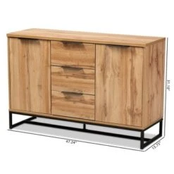 Reid Wood & Metal 3 Drawer Sideboard Buffet Oak/Black - Baxton Studio -Home Furniture Shop-Baxton Studio GUEST ac35d1cc 90ec 4450 a26f 1c16c7d2ef0d
