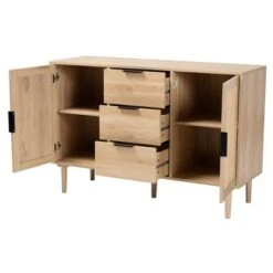 Harrison Wood And Rattan 3 Drawer Sideboard Dining Cabinet Natural Brown/Black - Baxton Studio 11 Harrison Wood And Rattan 3 Drawer Sideboard Dining Cabinet Natural Brown/Black - Baxton Studio -Home Furniture Shop-Baxton Studio GUEST ac3d727c 3ac4 4820 b93b 96dd9ed99d2b