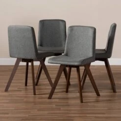 Set Of 4 Pernille Fabric Upholstered Walnut Finished Dining Chairs Gray/Walnut - Baxton Studio -Home Furniture Shop-Baxton Studio GUEST ac5562a7 2271 47e2 ab28 b8c3ae7aaf7f