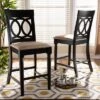 Set Of 2 Verina Upholstered Wood Counter Height Barstools Sand/Espresso - Baxton Studio