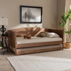 Twin Veles Wood Daybed With Trundle Ash Walnut - Baxton Studio -Home Furniture Shop-Baxton Studio GUEST ac9da570 d3d6 4e00 8722 db41ca1b212b