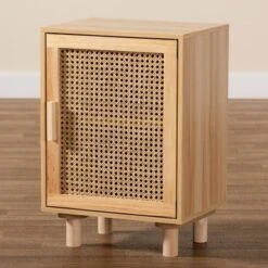 Maclean Rattan Wood 1 Door Nightstand Natural/Brown - Baxton Studio -Home Furniture Shop-Baxton Studio GUEST ad57f06c 5698 4bd5 91e4 2253cff09f40
