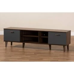 Moina Two-Tone Wood TV Stand For TVs Up To 70" Walnut/Gray - Baxton Studio -Home Furniture Shop-Baxton Studio GUEST ae08c304 40d6 4d5a 9e17 97d2abba0ba4