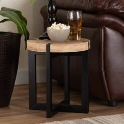 Horace Wood And Metal End Table Brown/Black - Baxton Studio -Home Furniture Shop-Baxton Studio GUEST ae5188ab 8983 4c0f b97e 33ec24cf69a1