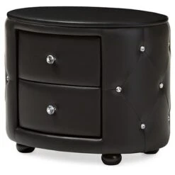Davina Hollywood Glamour Style Oval 2 - Drawer Faux Leather Upholstered Nightstand - Baxton Studio 14 Davina Hollywood Glamour Style Oval 2 - Drawer Faux Leather Upholstered Nightstand - Baxton Studio -Home Furniture Shop-Baxton Studio GUEST aeb8a374 8df4 470d b8aa a74019d4d45c