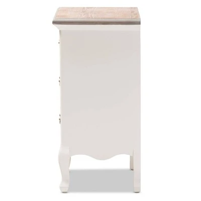 Capucine Two-Tone Natural Whitewashed Oak Finished Wood 3 Drawer Nightstand White - Baxton Studio 9 Capucine Two-Tone Natural Whitewashed Oak Finished Wood 3 Drawer Nightstand White - Baxton Studio - Image 7