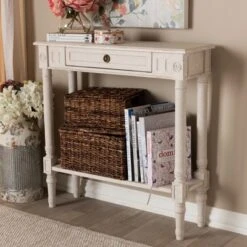 Ariella Whitewashed 1 Drawer End Table White - Baxton Studio 18 Ariella Whitewashed 1 Drawer End Table White - Baxton Studio -Home Furniture Shop-Baxton Studio GUEST aed52297 78de 4d6d a374 d1f4dfd27815