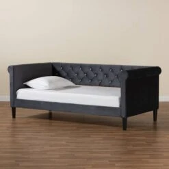 Cora Velvet Fabric Upholstered And Wood Daybed - Baxton Studio -Home Furniture Shop-Baxton Studio GUEST af68e132 14b9 4092 8799 e5a54b4325f8