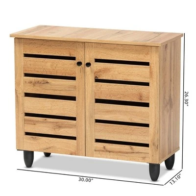 Gisela Wood 2 Door Cabinet Oak Brown/Black - Baxton Studio 10 Gisela Wood 2 Door Cabinet Oak Brown/Black - Baxton Studio - Image 8