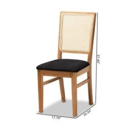 Set Of 2 Idris Fabric Upholstered Rattan Dining Chairs Black/Oak Brown - Baxton Studio -Home Furniture Shop-Baxton Studio GUEST b0073da7 301c 47a5 af0b 3e6844c47757