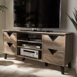 Beacon Modern And Contemporary Wood TV Stand For TVs Up To 55" Light Brown - Baxton Studio -Home Furniture Shop-Baxton Studio GUEST b015d300 d60e 49e1 ab36 a45ddc8ecfe8