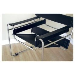 Jericho Leather Accent Chair Black - Baxton Studio