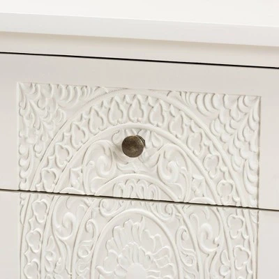 Lambert Wood 1 Drawer Nightstand White - Baxton Studio 10 Lambert Wood 1 Drawer Nightstand White - Baxton Studio - Image 8