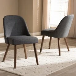 Set Of 2 Cody Mid Century Modern Walnut Finished Wood Fabric Upholstered Dining Chair - Baxton Studio -Home Furniture Shop-Baxton Studio GUEST b182174b 57b6 43fd 86ea 31d53b3052c8