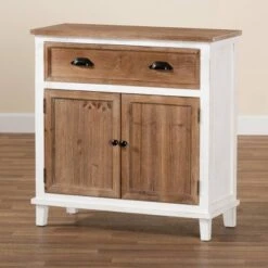 Glynn Wood 2 Door Storage Cabinet White/Brown - Baxton Studio -Home Furniture Shop-Baxton Studio GUEST b20782e1 2ffd 4783 a449 401dea95a986
