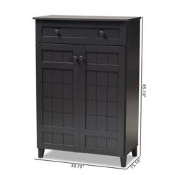 Shelf Wood Shoe Storage Cabinet With Drawer Glidden Finished Black - Baxton Studio