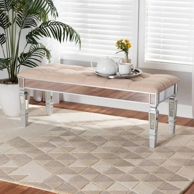 Hedia Fabric Upholstered And Wood Accent Bench - Baxton Studio 3 Hedia Fabric Upholstered And Wood Accent Bench - Baxton Studio