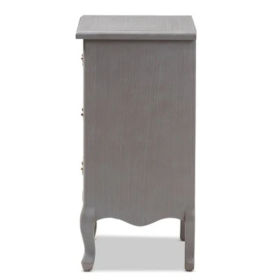 3 Drawer Capucine Finished Wood Nightstand Gray - Baxton Studio 9 3 Drawer Capucine Finished Wood Nightstand Gray - Baxton Studio - Image 7
