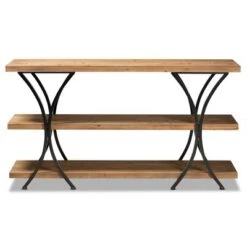 Terrell Wood And Metal Console Table Brown - Baxton Studio