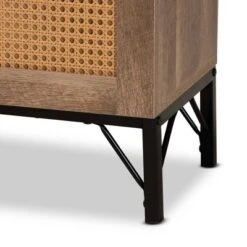 Veanna Bohemian Natural Wood And Metal 2 Door Synthetic Rattan TV Stand For TVs Up To 40" Brown/Black - Baxton Studio -Home Furniture Shop-Baxton Studio GUEST b2c72c72 e628 4763 be11 ef5e70dba881