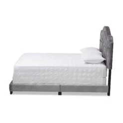 Embla Velvet Fabric Upholstered Bed - Baxton Studio